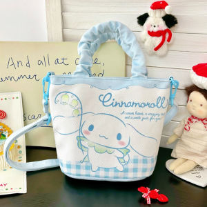 Sanrio Kitty Cat Foldable Bucket Bag Casual Crossbody Handbag Storage Cute Cartoon Anime Bag for Daily Commuting And Outings