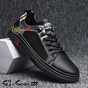 [IDOLA] Sepatu Sneakers Pria Kasual Fashion Motif Garis Import Kualitas Premium -288