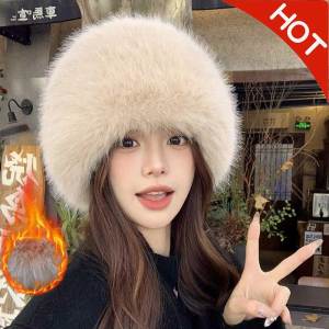 【🔥Topi Bucket ขนขนฟูนุ่มสำหรับผู้หญิงหมวกบีนนี่หมวกปานามาภาพหิมะหนาวหนาหมวกฤดูหนาวอบอุ่นหมวกชาวประมงตุ๊กตาหรูหรา