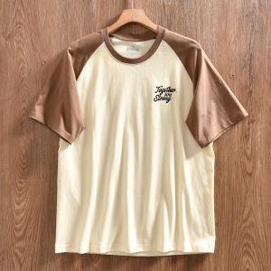 เสื้อยืดแขนสั้นผ้าฝ้ายซักได้แบบลำลองสำหรับฤดูร้อน ผ้าฝ้ายไม่ติดริบบิ้นแบบไม่มีรอยตะเข็บ แขนสั้น คอกลม เสื้อยืดผู้ชายและผู้หญิงแบบย้อนยุค