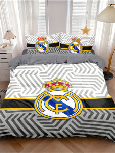Football Real Madrid Dormitory Bedding Set Breathable Cotton Quilt Cover Single Person Student Hostel Bed Sheet Case Four Peice Set