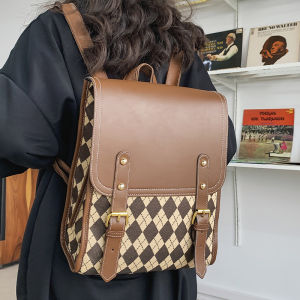 Kazuki Leather Backpack for Women British Style School Bag 14 Inch Laptop Capacity Dual Shoulder Straps Campus Life Essential