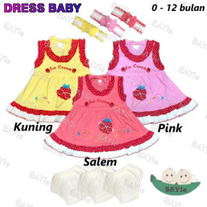 BAYIe - Dress Baju Anak Perempuan Cewek + BANDO motif ICE CREAM PLANET KIDS Pakaian anak