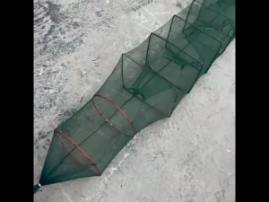 3.8M Folding Lobster Trap Crab Fish Shrimp Cage Fishing Bait Trap 17 Section Dragon Type Cage Fishing Cast Net
