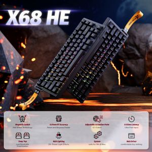 ATTACK SHARK | ATTACK SHARK X68 HE Wired 8KHz Magnetic Keyboard 60% With 0.01mm RT Accuracy 0.125ms Low Latency RGB Customization for Esport