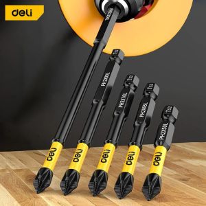 deli | Non-slip Cross Screwdriver Magnetic Batch Head High Hardness PH2 Screwdriver Bit Screw Driver Impact Drill Bit Hand Tools