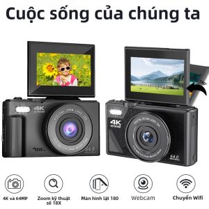 Máy Ảnh Kỹ Thuật Số Ourlife AC600 4K 64MP UHD Zoom Kỹ Thuật Số 18X 180 °   Máy Quay Vlog Cổ Điển Màn Hình Lật Có WiFi Dành Cho YouTube
