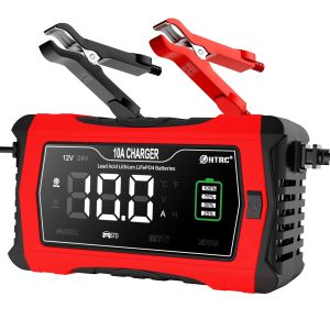 Car Battery Charger 10A Smart Repair Safety Protection For 12V/24V Lithium LiFePO4 Lead-acid(AGM GEL SLA Flooded WET EFBetc.)Battery