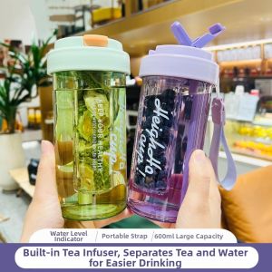 Portable Tea Separator Straw Plastic Cup
