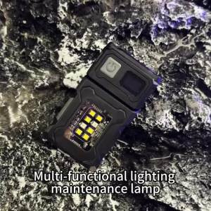 Đèn Pin LED COB Đa Chức Năng Có Thể Điều Chỉnh Góc Độ Móc Khóa Di Động Đèn Cảnh Báo Từ Tính Cho Đèn Pin Cắm Trại Ngoài Trời
