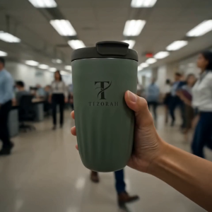 TEZORAH Stainless Steel Travel Mug with Lid Portable Coffee Cup