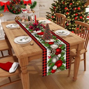 VIKAMA table runner - Linen Christmas Tablecloth - Farmhouse Winter Christmas Holiday Home Kitchen Dining Table