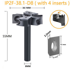 Dreanique 2-Flute Wood Planer Bit 38.1mm 45mm Cutting Diameter 8 12 mm Shank Spoilboard Surfacing Router Bit Insert Carbide Slab