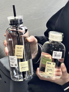 Simple Personality Large Capacity Glass Lid Straw Portable Water Cup Men Office Tea Cup Girl the Bottle of Jug