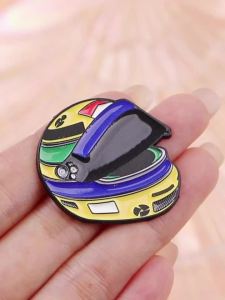 4pcs/Set Cool Racing Helmet Enamel Pin Cartoon Car Badge Brooch Backpacks Bag Collar Lapel Decoration Jewelry Gifts for Friends