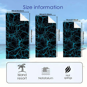 blue neon wireframe Quick Drying Microfiber Beach Towel Lightweight for Swimming Camping Yoga - Bath Towel
