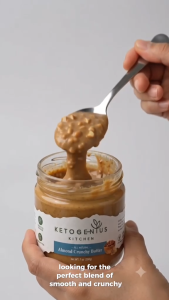 Ketogenius Kitchen Pure Almond Crunchy Butter (200g) - Unsweetened Zero Sugar Added Diabetic friendly Keto Low Carb Natural Vegan No Added Oil