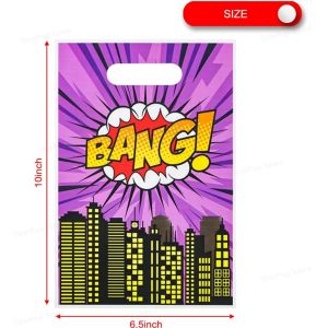SuperHero Theme Party Favor Bags With Handle 50/10Pcs Plastic Gift Candy Bags for Baby Shower Boys Girls Birthday Party Supplies