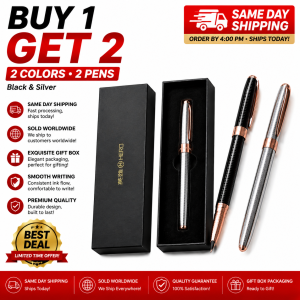 Hero | Hero 9630 All Metal Fountain Pen 2-Pack Set 0.5mm Fine Iridium Nib Smooth Writing Luxury Signature Pen Student Office Business