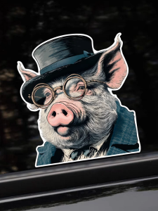 Cool Animal Character Stickers Vintage Pig Cat Eagle Crocodile Reflective Vinyl Decals Suitable for Car Motorcycle