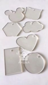 6 PCS Gantungan Akrilik Potongan Bahan Gantungan Kunci Bentuk Lucu Acrilik Acrilic Persegi Panjang Lingkaran Kucing Mickey Hati Awan Segi Enam Kerajinan Prakarya Cantol Centelan Bening Polos Transparan Gantung Kreasitifitas Shopping Arena Malang