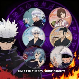 Bandai | Jujutsu Kaisen Anime Pet Double Flash Badge All Characters 86 100 Number 75mm 58mm Pinback Button Tinplate Badge Collection