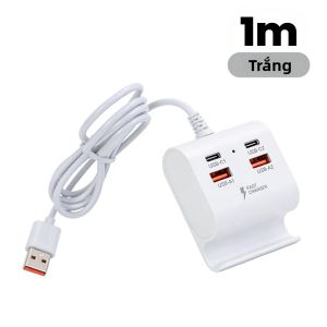 elough | Cổng Sạc Đa Năng 4 Trong 1 USB Đế Sạc Tốc Độ Cao Giá Đỡ Điện Thoại Tích Hợp Cổng Type-C - Bộ Chuyển Đổi Mở Rộng Không Tiếp Đất