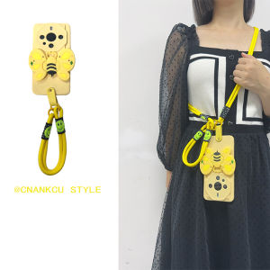 Cute Bee Stand Handheld Rope Fashionable Huawei Mate60RS Porsche Design Womens Soft Yellow New Crossbody Rope Protection Case