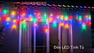 Dây Đèn LED hình Băng Tuyết Trang Trí Noel Tết Đèn Nháy Giáng Sinh Treo Mái Hiên Ban Công Đèn rèm thả so le 10 bóng