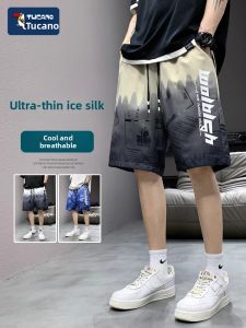 TUCANO American Style Mens Shorts Summer Thin Loose Fit Five-Quarter Length Quick Dry Casual Pants Breathable Polyester Fiber