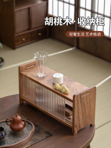 Desktop Storage Rack Multi-Layer Tea Set Storage Rack Small Solid Wood Antique Shelf Dustproof Tea Rack Wooden Storage Cabinet