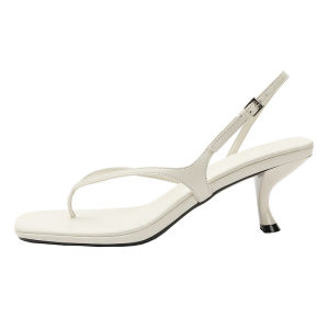 French High Heels Womens Summer New Arrival Genuine Leather Flip-Flops Stiletto Heel High Heel Sandals Buckle Cat Heel Flip-Flops