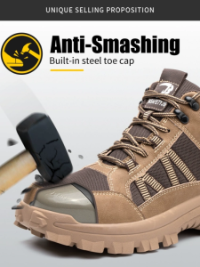 Mens Safety Shoes Steel Toe Breathable with Labor Protection Workwear for Construction Site Comfortable Summer