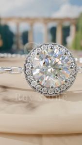 RoyStone - Gelang Wanita Moissanite Sertifikat GRA Original Lapis Emas - Simple Athena Round Adjust Bracelet