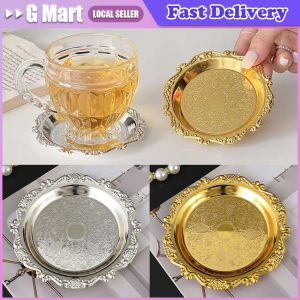 New Metal Storage Tray Home Round Glass Jewelry Dish Earrings Ring Display Tray Fruit Dish Plate Desktop Decor Photo Props Plate