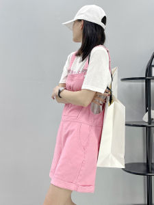 Spring 2024 Womens Denim Overalls Casual High Waist Short Pants Wide Leg Loose Fit Slimming Korean Style Spring Summer Jeans