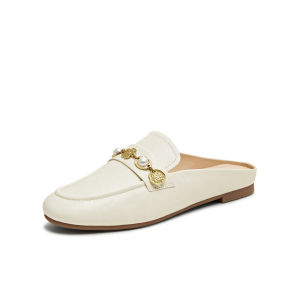 Teenmix Casual Flat Bottom Mule Womens Outdoor Summer New KT083BH5 Leather Upgraded Soft Opening Deep round Head Low Heel