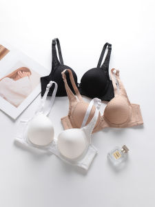 Pure Color Intimates Thin Bra with Steel Ring Natural-looking Push up Push up Accessory Breast Push up Anti-SAG Bra Three Breasted
