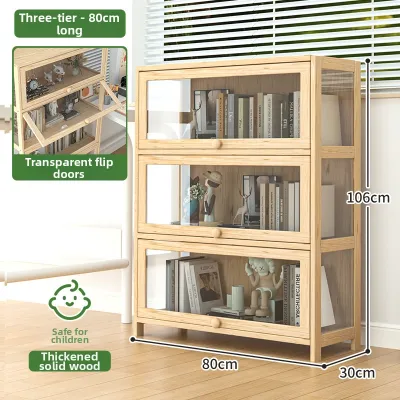 Solid Wood Multilayer Home Dust-Proof Bookcase Shelf