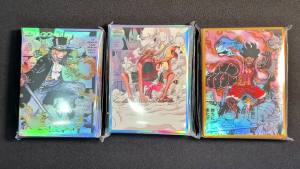 Bandai | 60PC ONE PIECE Holographic Card Sleeves Anime Luffy Playing Trading Card Foil Protector Shield Cover OPCG/PKM Toy 67x92mm