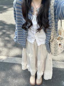 Váy Chữ a Xếp Ly Viền Cổ Điển Hàn Quốc Dành Cho Nữ Váy Ngắn Thắt Lưng Co Giãn Đa Năng Váy Bánh Ngọt Thiết Kế Mới Váy Chữ a