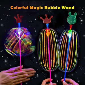 Halloween Rainbow Magic Stick Wand LED Bubble Colorful Luminous Toy Flashing Kids Toys New Year Xmas Party Favors