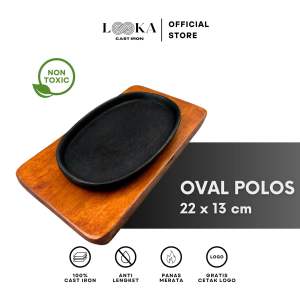 Looka Cast Iron Hot Plate / Piring Steak Model Oval Polos Kecil