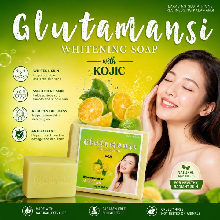 glutathione soap advertisement Glutamansi Whitening with Tawas & Baking Soda – 100g | Best Seller Skin Brightening & Anti-Odor Bar Glutathione Reduced (30caps) Nature's internal-skin-care Buy More Save More:One Bottle