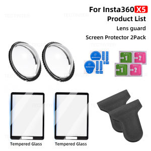 Tempered Glass Film For Insta360 X4 X5 Screen Protector Anti-Scratch Lens Guard Cap Protective Kit 360°Video Camera Accessores