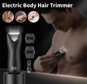 Electric Body Hair Trimmer For Men Waterproof Private Hair Shaver Rechargeable Hair Removal With Light Arm Beard Razor