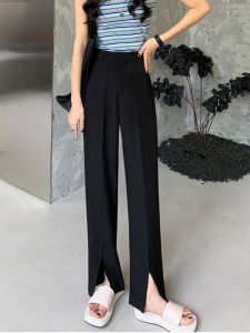 150cm Small Summer Clothes Split Suit Loose Pants Female Loose Slim Looking High Waist Spring & Fall Casual Straight Trousers