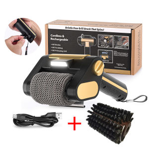 Wireless Electric BBQ Cleaning Brush with Light Rechargeable Stainless Steel for Outdoor Camping Commercial Home Send a Brush