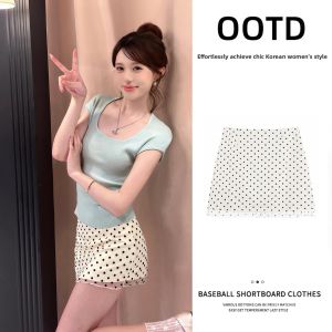 SUHUIQIAN | Gray Polka Dot Wool A-Line Mini Skirt