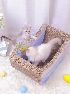 Bathtub Cat Scratching Board Cat House Cat BedCat Large Toy can sit or liefor big cat or 2 cats Suitable for Cats to Rest Grind Claws and Play